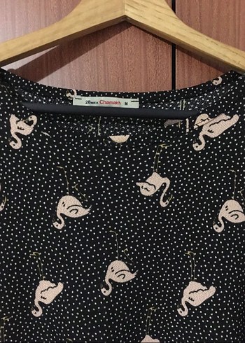 Siyah Baskılı Midi Salaş Elbise - Görsel 2