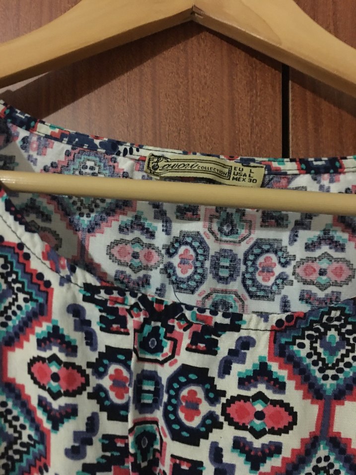 Renkli V Yakalı Bohem Midi Elbise - Görsel 3