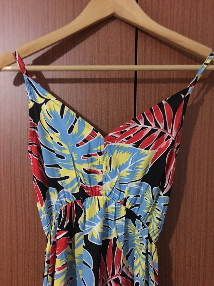 Renkli Askılı Uzun Bohem Elbise - Görsel 2