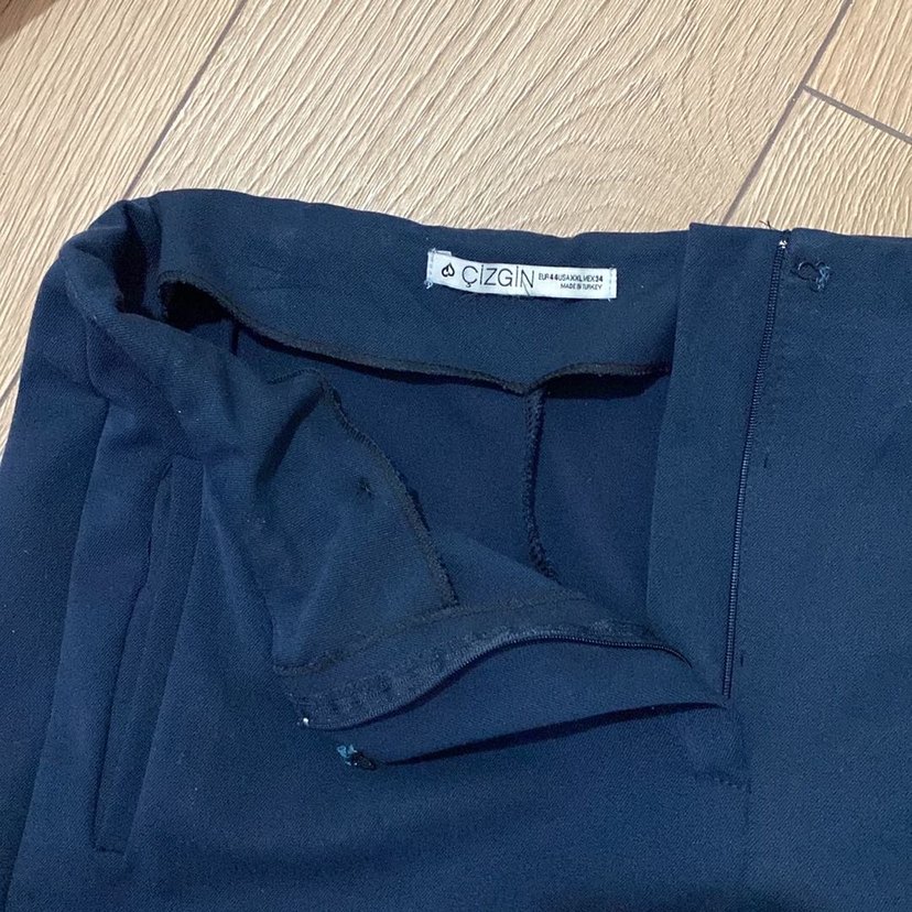 Kadın Lacivert Pilili Kumaş Pantolon - Görsel 2