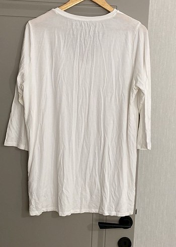 Kadın Beyaz V Yakalı Basic Tişört - Görsel 4