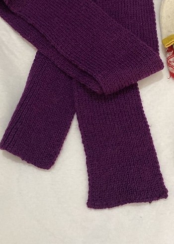 12+ Yaş, > 23 cm Beden Renkli Örgü Çocuk Atkı ve Eldiven Seti