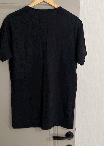 Siyah Baskılı Kısa Kollu  Tişört oversize - Görsel 3