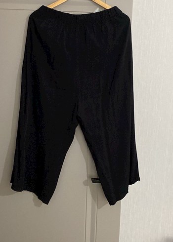 Siyah Keten Kuşaklı Midi Kadın Pantolon - Görsel 3