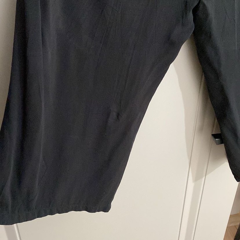 Siyah Keten Kuşaklı Midi Kadın Pantolon - Görsel 4