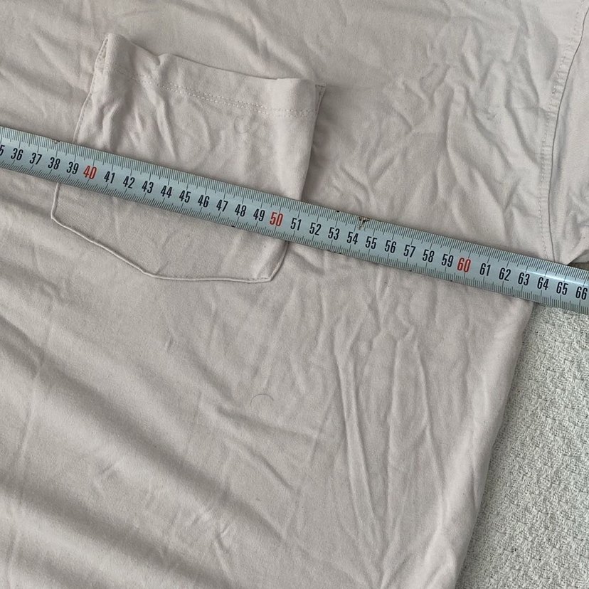 Bej Keten Kadın Uzun Kollu Salaş Tişört - Görsel 5