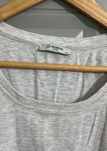 Kadın Gri Kısa Kollu Keten Tişört - Görsel 2