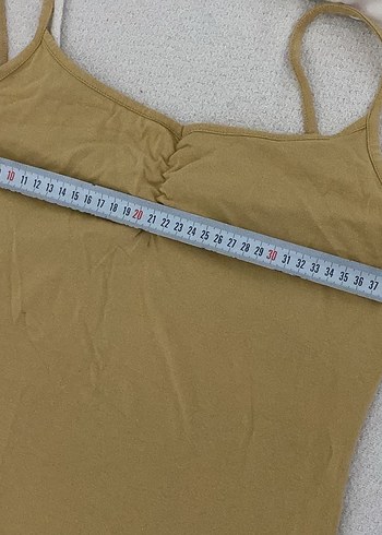 Sarı Keten V Yaka Mini Atlet - Görsel 6