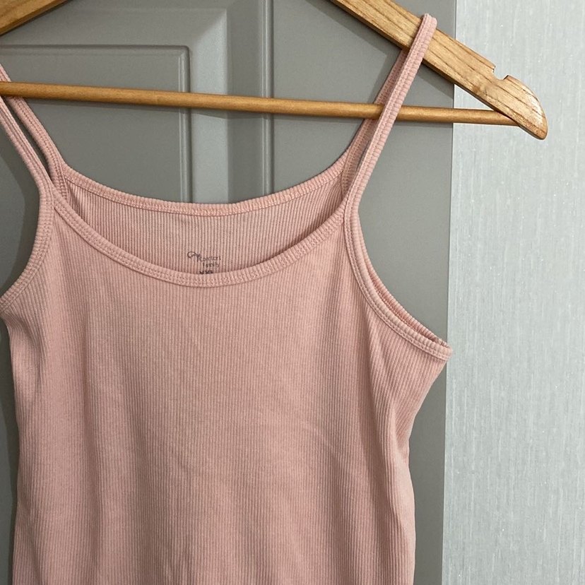 Pembe Keten Fitted Askılı Kadın Atlet - Görsel 2