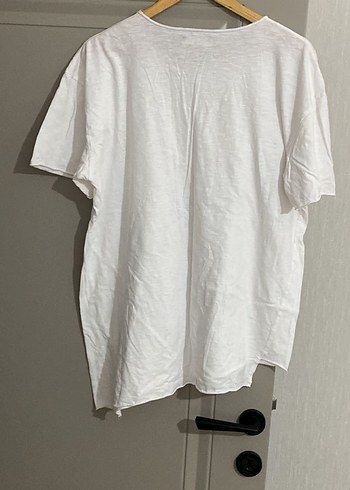 Beyaz Kısa Kollu Tişört oversize - Görsel 5