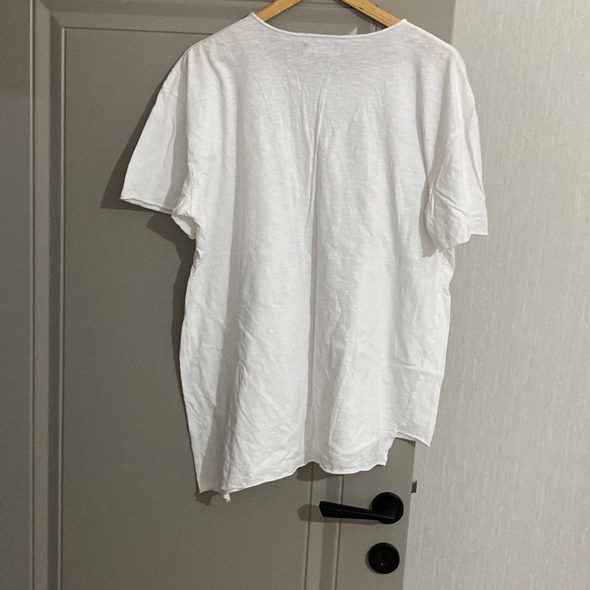 Beyaz Kısa Kollu Tişört oversize - Görsel 5