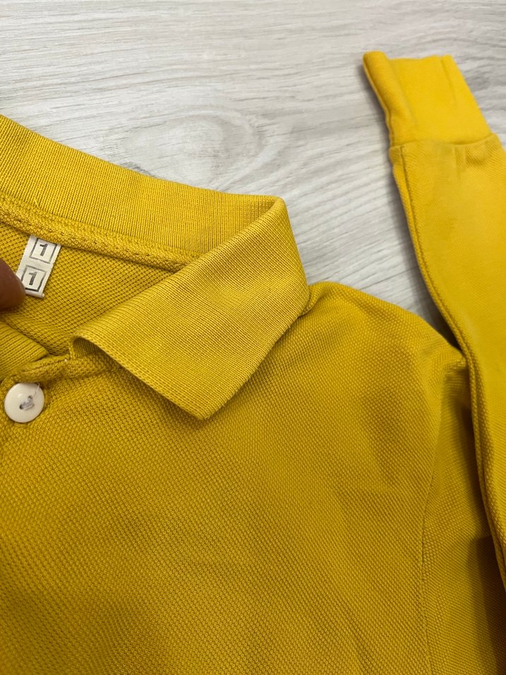 Sarı Uzun Kollu Erkek Polo Tişört - Görsel 3