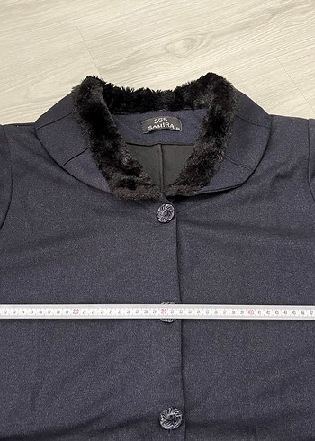 Düğmeli Lacivert Kadın Uzun Kaban - Görsel 6