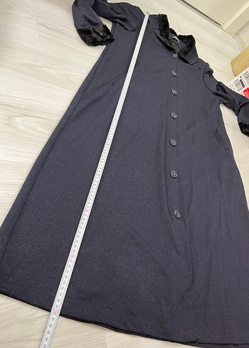 Düğmeli Lacivert Kadın Uzun Kaban - Görsel 7