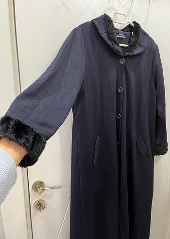 Düğmeli Lacivert Kadın Uzun Kaban - Görsel 2