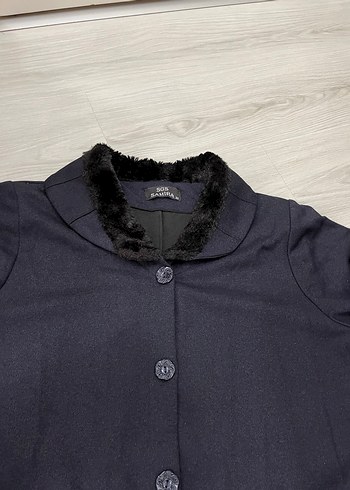 Düğmeli Lacivert Kadın Uzun Kaban - Görsel 4