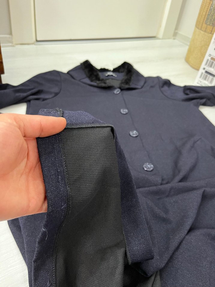 Düğmeli Lacivert Kadın Uzun Kaban - Görsel 5