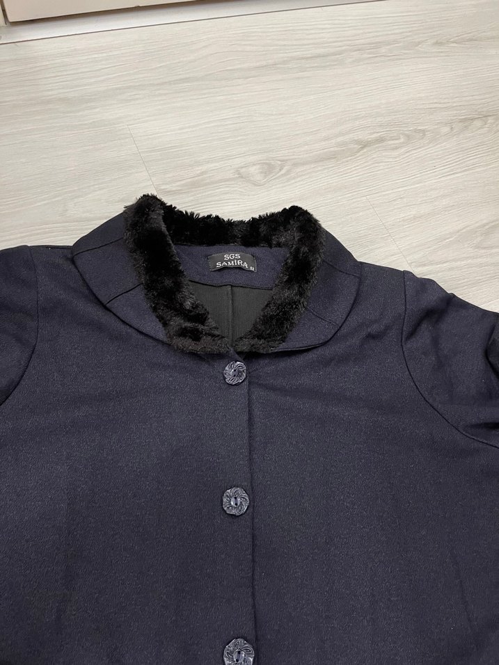 Düğmeli Lacivert Kadın Uzun Kaban - Görsel 4