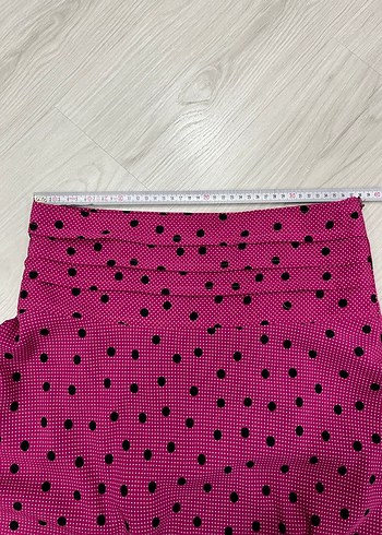 Puantiyeli Pileli Pembe Uzun Etek - Görsel 5