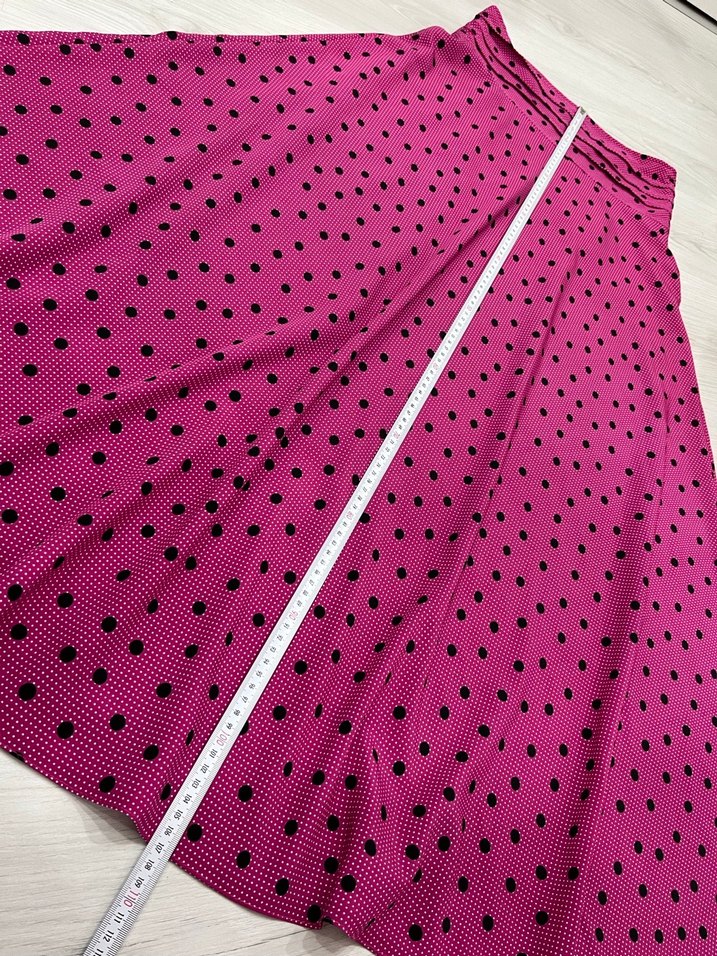 Puantiyeli Pileli Pembe Uzun Etek - Görsel 4