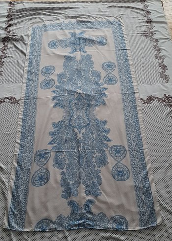 Diğer Diger Bohem Nakışlı Mavi Gri Şal