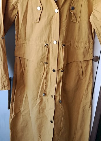 Düğmeli Bej Kadın Ceket trençkot sifir - Görsel 2