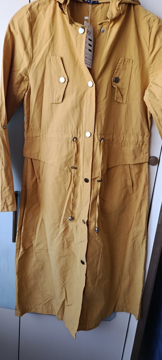 Düğmeli Bej Kadın Ceket trençkot sifir - Görsel 2