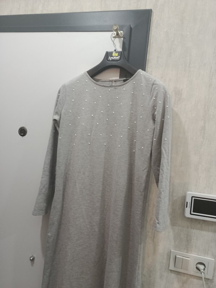 Gri Uzun Kollu Salaş Kadın Elbise LC Waikiki - Görsel 2