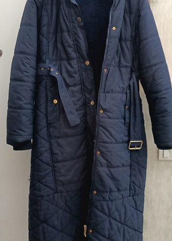 lc Waikiki Lacivert Kadın Uzun Kışlık Mont Kürklü - Görsel 7