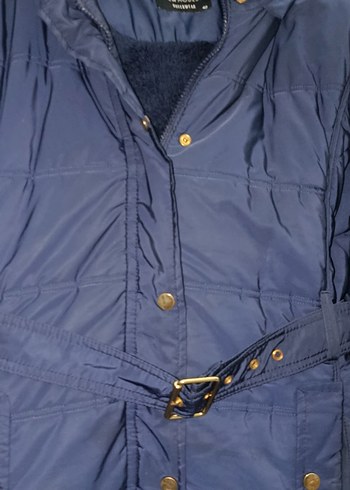 lc Waikiki Lacivert Kadın Uzun Kışlık Mont Kürklü - Görsel 3