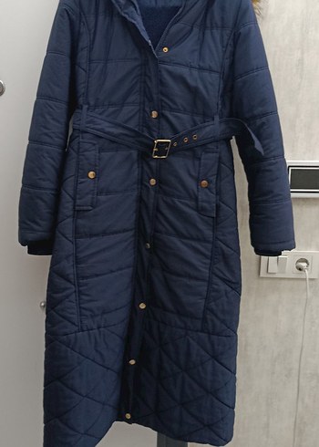 lc Waikiki Lacivert Kadın Uzun Kışlık Mont Kürklü - Görsel 4