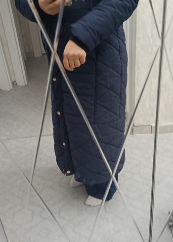 lc Waikiki Lacivert Kadın Uzun Kışlık Mont Kürklü - Görsel 10
