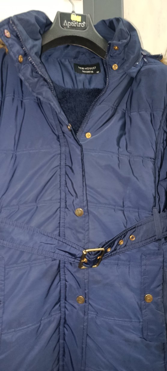 lc Waikiki Lacivert Kadın Uzun Kışlık Mont Kürklü - Görsel 3