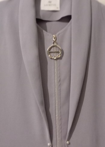 Kadın Gri Uzun Kollu Zincir Detaylı Ceket - Görsel 5