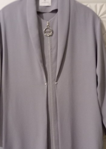 Kadın Gri Uzun Kollu Zincir Detaylı Ceket - Görsel 7