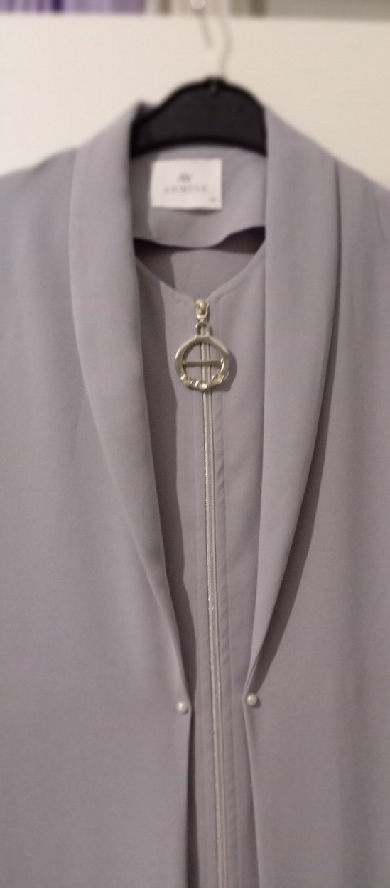 Kadın Gri Uzun Kollu Zincir Detaylı Ceket - Görsel 5