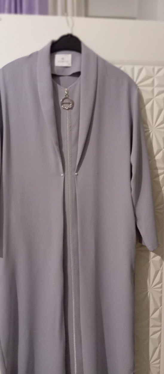 Kadın Gri Uzun Kollu Zincir Detaylı Ceket - Görsel 2