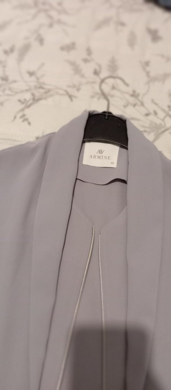 Gri Armine  tunik elbise Ceket görünümlü - Görsel 5