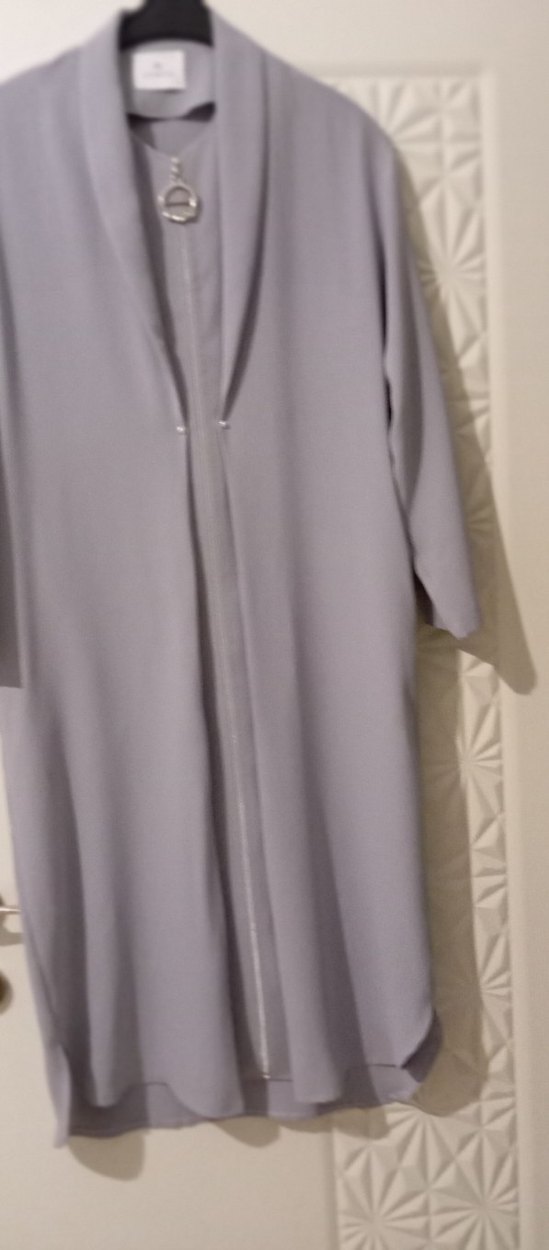 Gri Armine  tunik elbise Ceket görünümlü - Görsel 4