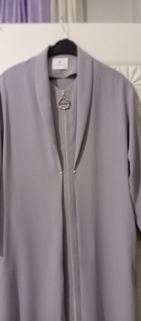 Gri Armine  tunik elbise Ceket görünümlü - Görsel 3