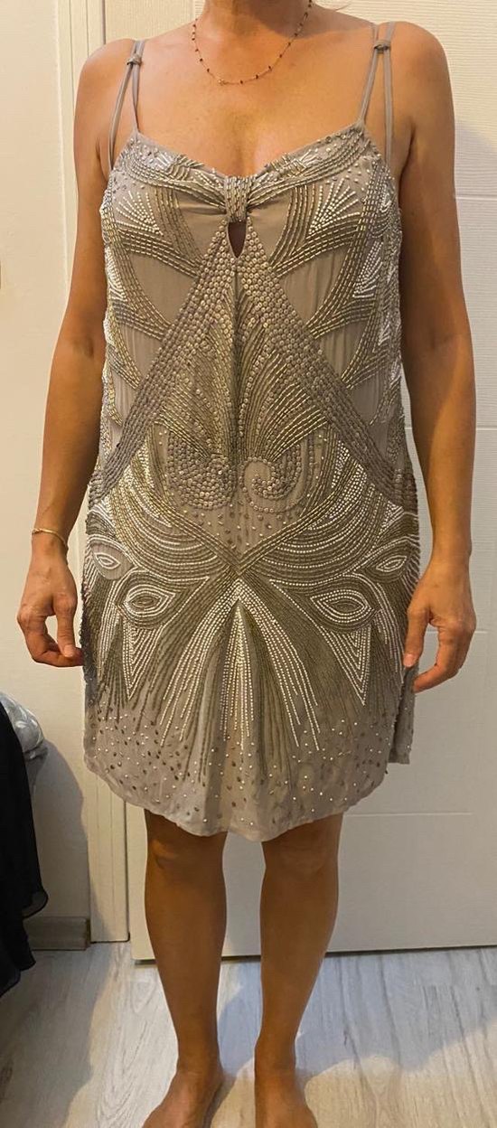 Mango Boncuk/Pul İşlemeli Kısa Abiye - Görsel 2