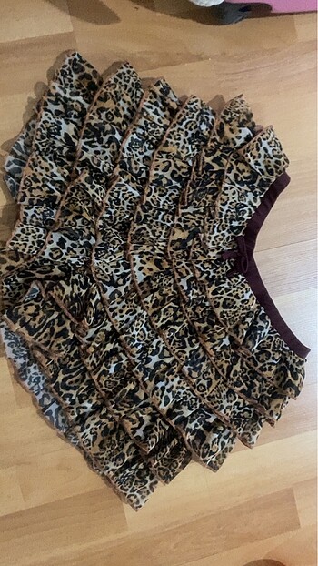 Diğer Leopar vintage görünümlü şort etek