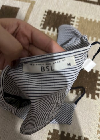 BSL FASHION Gri Çizgili Mini Atlet Bralet