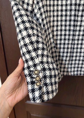 Zara Zara Kadın Ekose Desenli Düğmeli Blazer