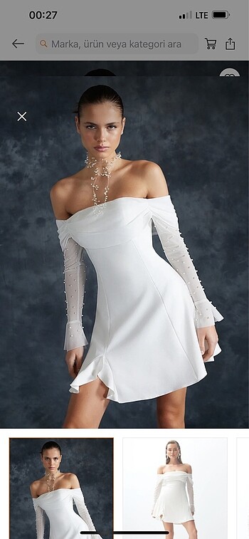 Bridal Beyaz Nikah Düğün Şık Elbise
