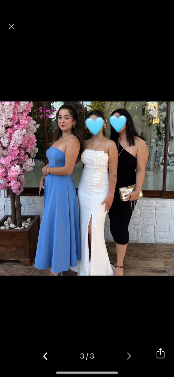 Mavi Straplez Uzun Elbisesi - Görsel 3