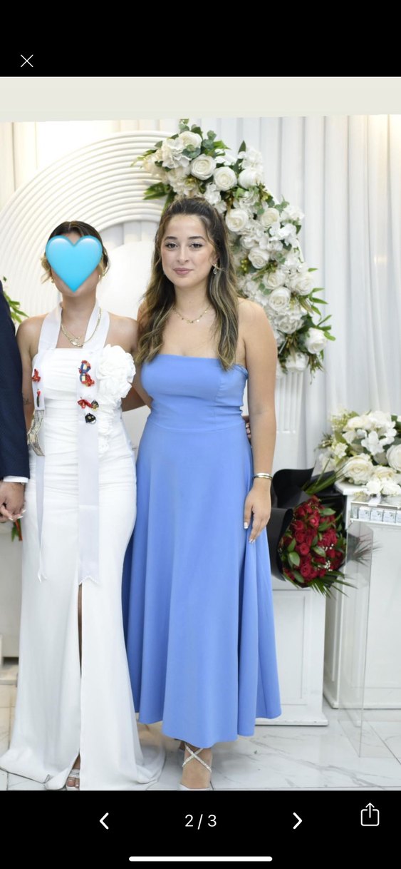 Mavi Straplez Uzun Elbisesi - Görsel 2