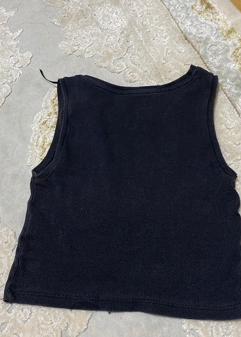 Zara Siyah Kolsuz Yüksek Yakalı Keten Atlet