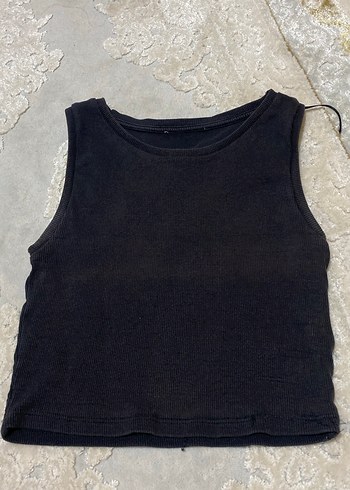 Siyah Kolsuz Yüksek Yakalı Keten Atlet
