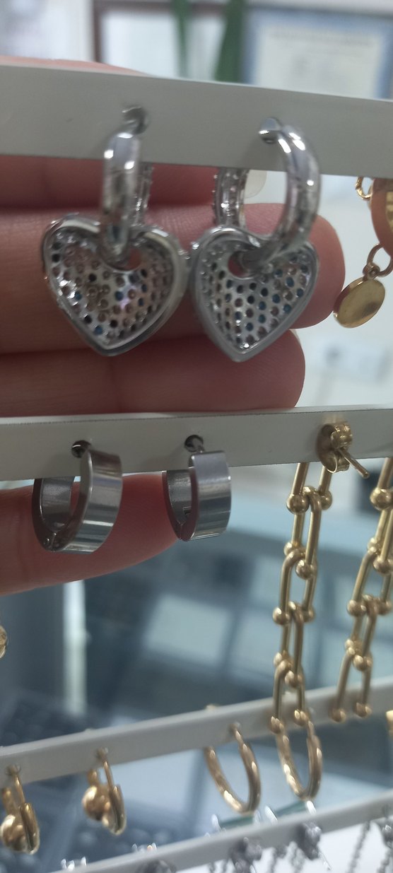 Mavi Desenli Mini Kalp Küpe - Görsel 3